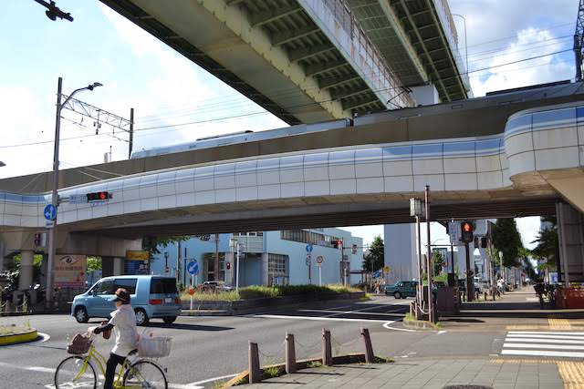 空港線、名鉄瀬戸線、名古屋高速1号楠線の3層立体交差