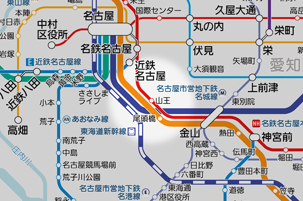 山王(愛知県)の路線図